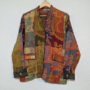 Womens Boho Tapestry Patchwork Lightweight Jacket Hippie Layering Indie Nature